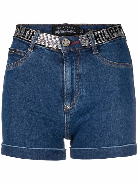  Philipp Plein Logo-embellished Denim Shorts - Blue 