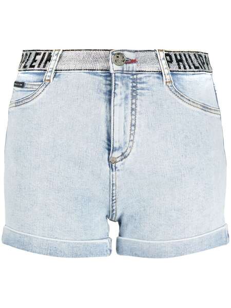  Philipp Plein Logo-embellished Denim Shorts - Blue 
