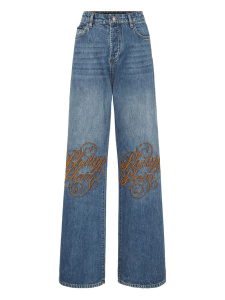  Philipp Plein Logo-embroidered Jeans - Blue 