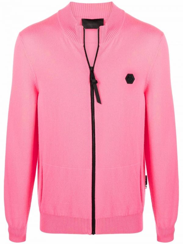  Philipp Plein Logo-patch Zip-up Cardigan - Pink 