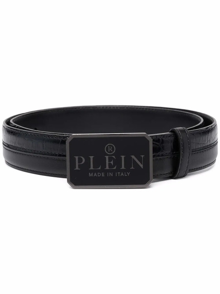  Philipp Plein Logo-plaque Leather Belt - Black 