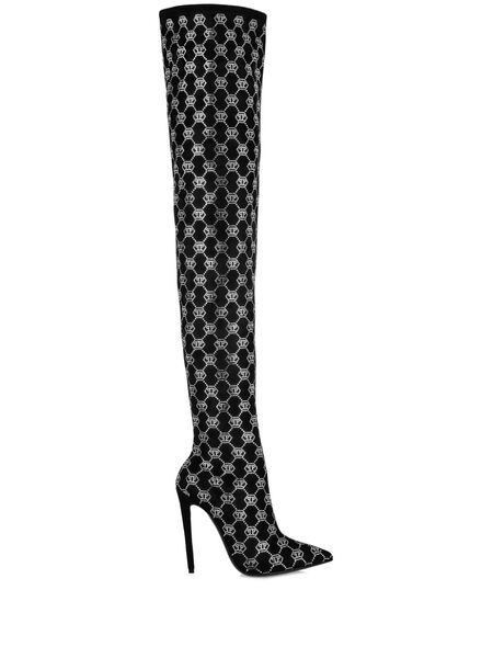  Philipp Plein Logo-rhinestone Boots - Black 