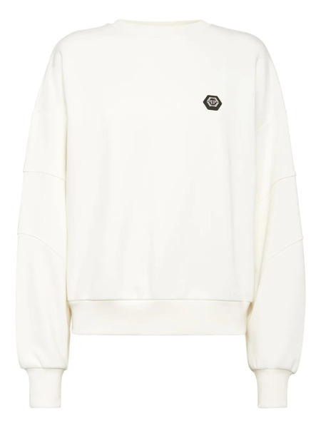  Philipp Plein Logo Round Neck Sweatshirt - White 