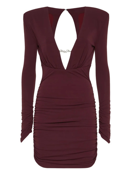  Philipp Plein Long-sleeved Ruched Mini Dress - Red 