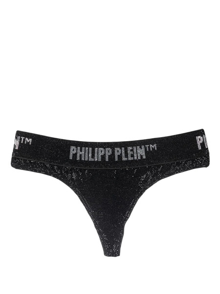  Philipp Plein Metallic Crystal-embellished Thong - Black 