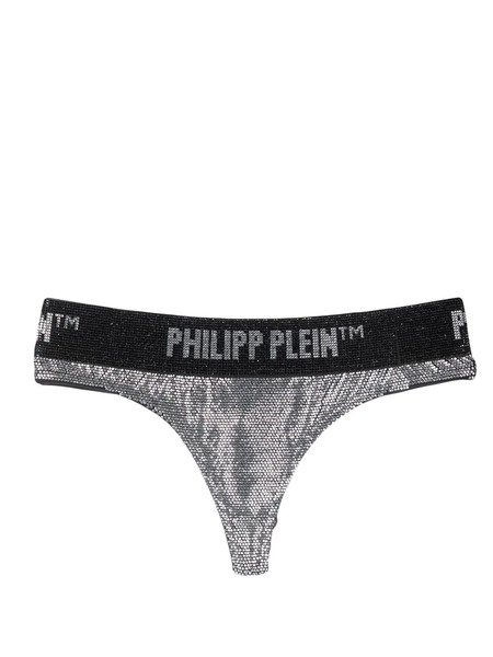  Philipp Plein Metallic Crystal-embellished Thong - Silver 