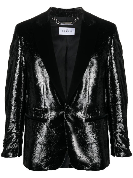  Philipp Plein Metallic-effect Single-breasted Blazer - Black 