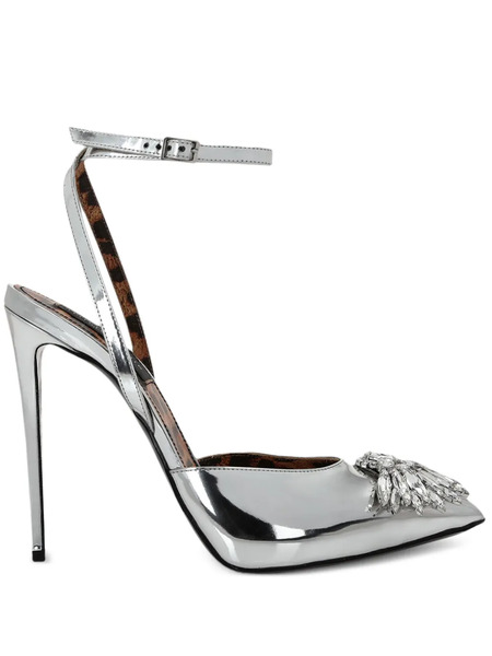  Philipp Plein Mirror 100mm Crystal-embellished Pumps - Silver 