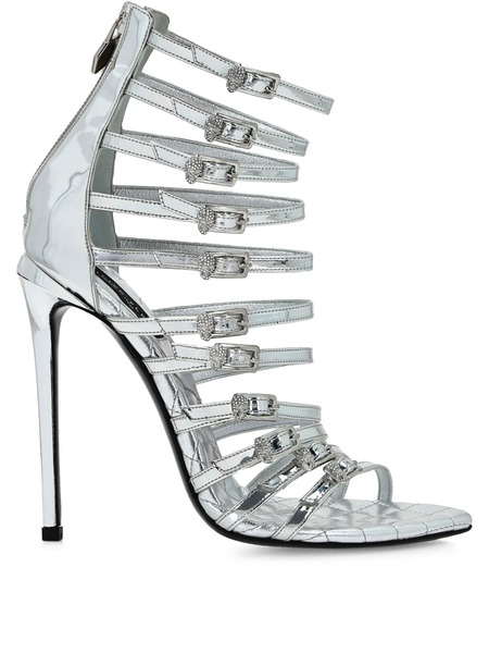  Philipp Plein Mirror Plein Skull Sandals - Silver 