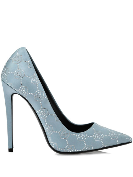  Philipp Plein 120mm Decollete Monogram Pumps - Blue 