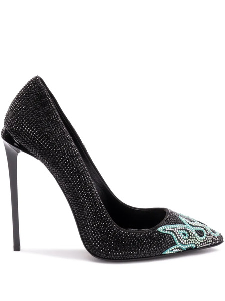  Philipp Plein 120mm Flame-embellished Pumps - Black 