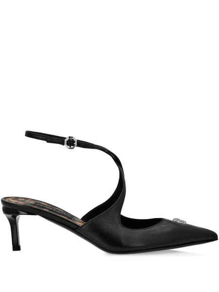  Philipp Plein 55mm Skull Strass Leather Pumps - Black 