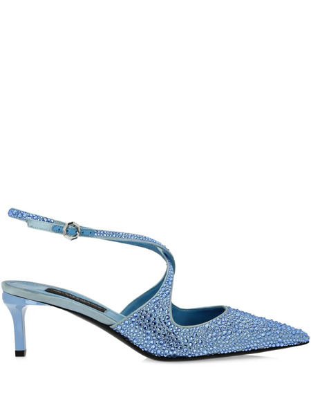  Philipp Plein 55mm Slingback Strass Pumps - Blue 