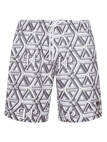  Philipp Plein Monogram Boxer Swim Shorts - White 