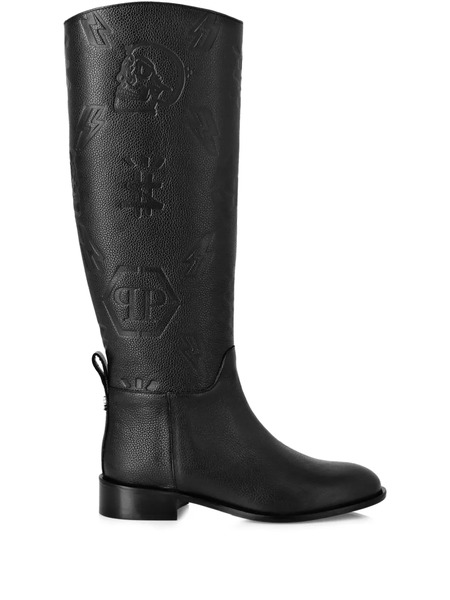  Philipp Plein Monogram-debossed Boots - Black 