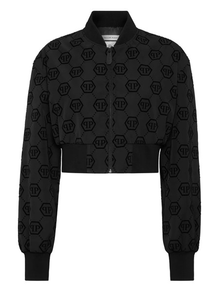  Philipp Plein Monogram Flocked Bomber Jacket - Black 