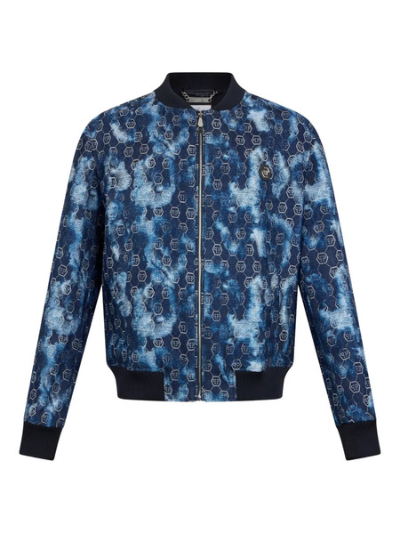  Philipp Plein Monogram-jacquard Bomber Jacket - Blue 