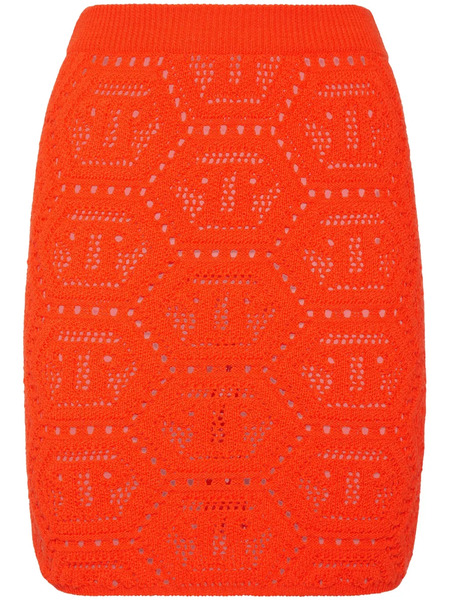  Philipp Plein Monogram-knit Mini Skirt - Orange 