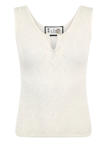 Philipp Plein Monogram Knit Tank Top - Neutrals 