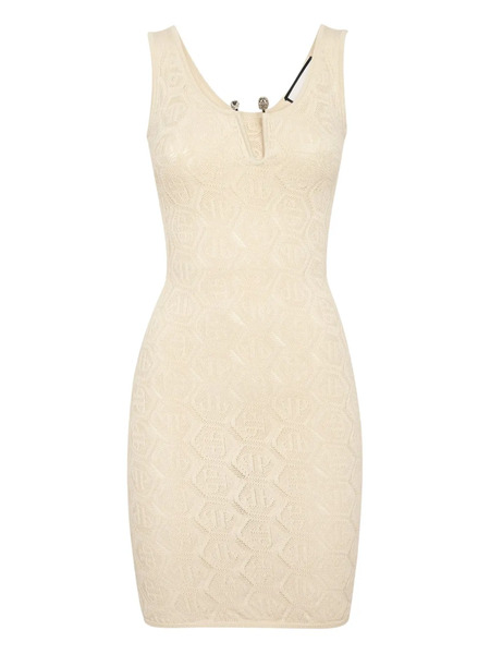  Philipp Plein Monogram Mini Dress - Neutrals 