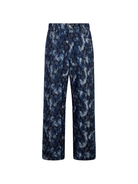  Philipp Plein Monogram-pattern Denim Jeans - Blue 