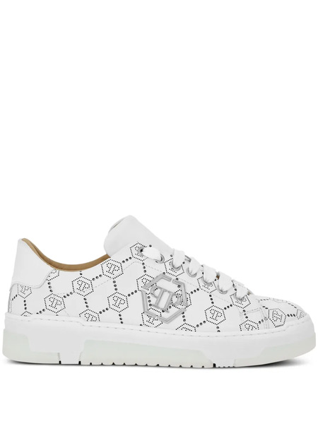  Philipp Plein Monogram-pattern Leather Sneakers - White 