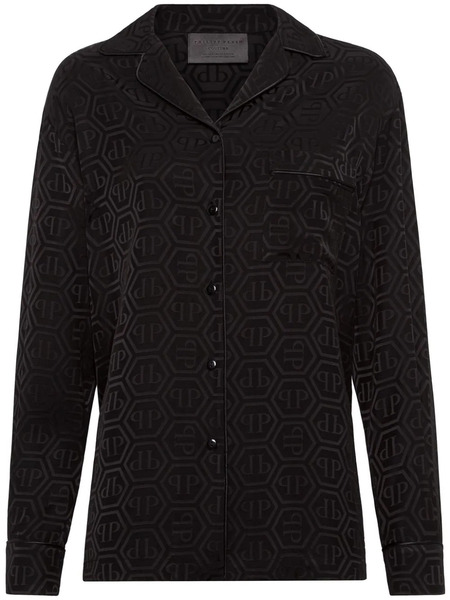  Philipp Plein Monogram-pattern Long-sleeve Shirt - Black 