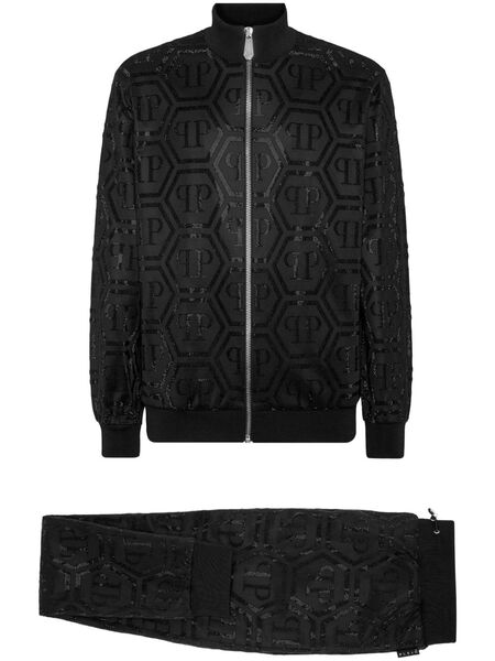  Philipp Plein Monogram-pattern Zip-up Tracksuit Set - Black 