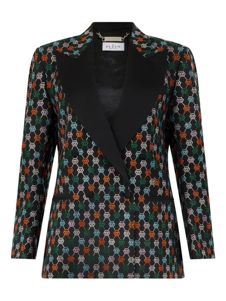  Philipp Plein Monogram-strass Single-breasted Blazer - Black 