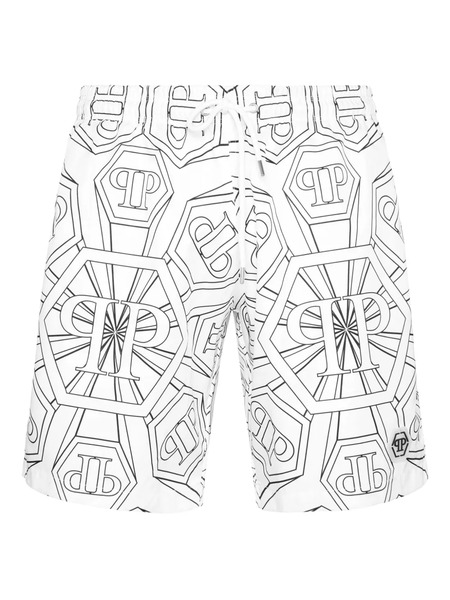  Philipp Plein Monogram Swim Shorts - White 