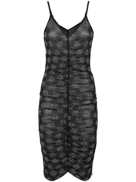  Philipp Plein Monogram Tulle Dress - Black 
