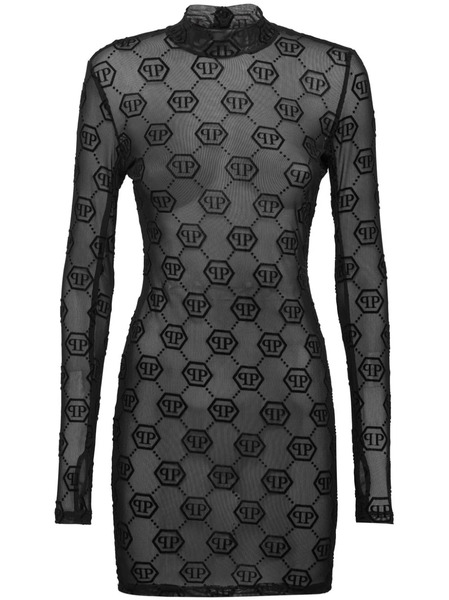  Philipp Plein Monogram Tulle Dress - Black 