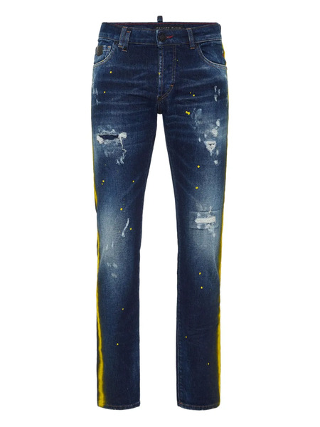  Philipp Plein Paint-splatter Stripe Jeans - Blue 