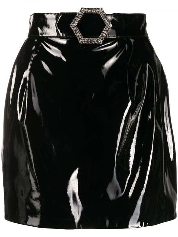  Philipp Plein Patent Mini Skirt - Black 