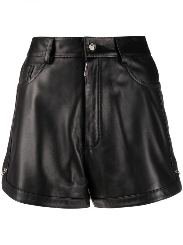  Philipp Plein Pin-embellished Leather Shorts - Black 