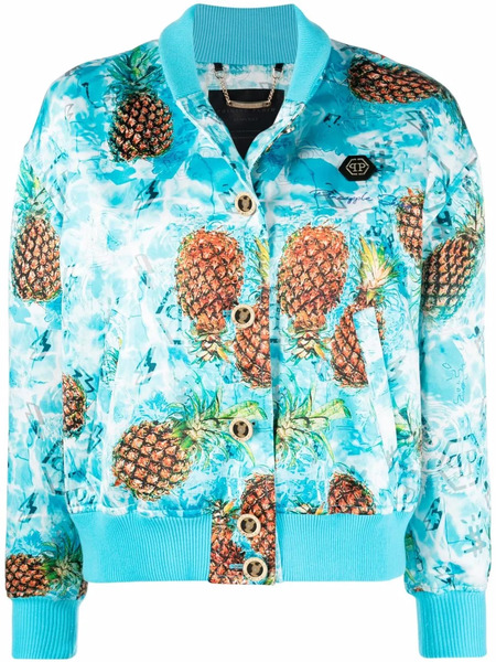  Philipp Plein Pineapple Skies Bomber Jacket - Blue 