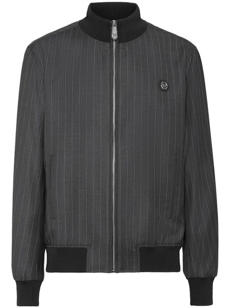  Philipp Plein Pinstriped Bomber Jacket - Grey 