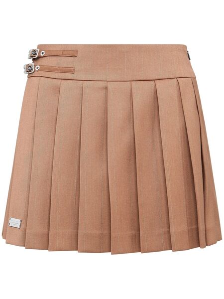  Philipp Plein Plissé Mini Skirt - Brown 