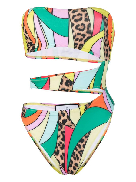  Philipp Plein Rainbow Patchwork-print Monokini - Green 