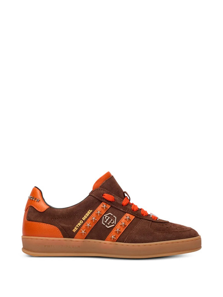  Philipp Plein Retro Rebel Studded Sneakers - Brown 