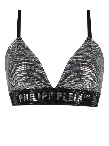  Philipp Plein Rhinestone Embellished Bra - Silver 