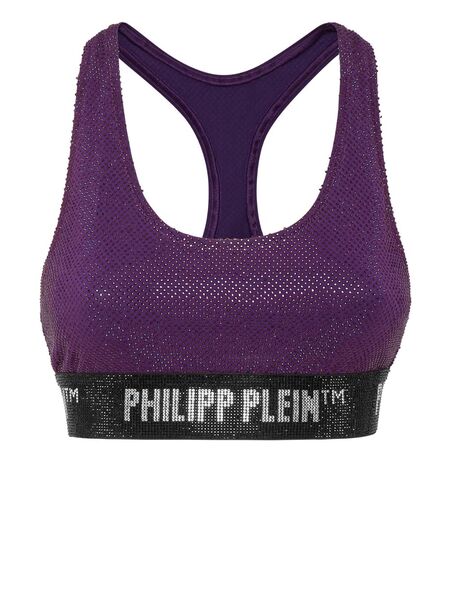  Philipp Plein Rhinestone-embellished Racerback Bra - Purple 