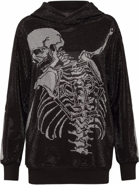  Philipp Plein Rhinestone-embellished Skeleton Hoodie - Black 