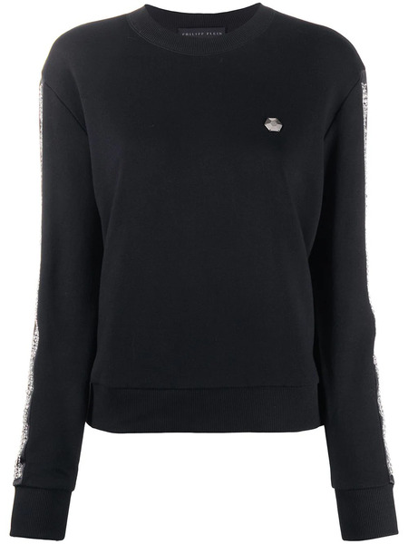  Philipp Plein Rhinestone-embellished Stripe Sweatshirt - Black 