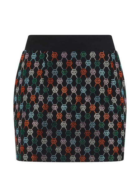  Philipp Plein Rhinestone-monogram Mini Skirt - Black 