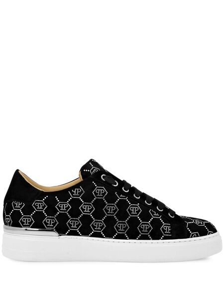  Philipp Plein Rhinestone Monogram Sneakers - Black 
