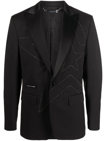  Philipp Plein Rhinestone Star Blazer - Black 