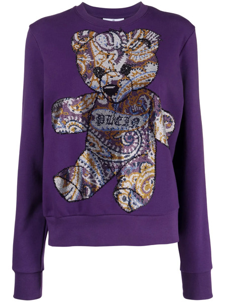  Philipp Plein Rhinestoned Teddy Bear-print Sweatshirt - Purple 