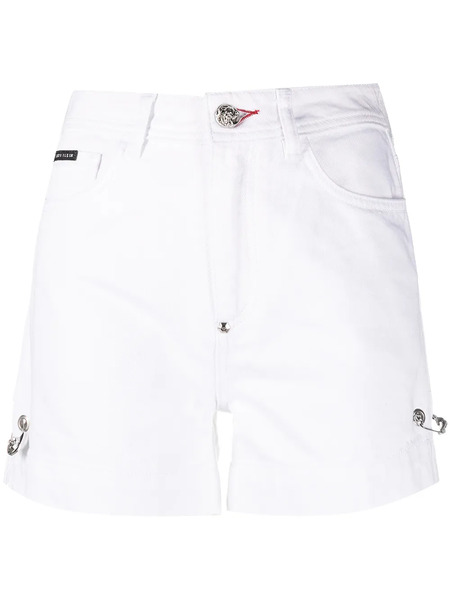  Philipp Plein Safety-pin Denim Shorts - White 