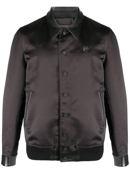  Philipp Plein Satin-finish Graphic-print Bomber Jacket - Black 